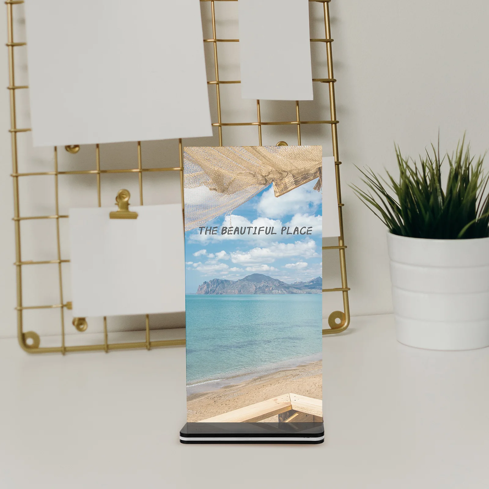 

Acrylic Display Board Clear Double Sided Black Base Poster Holder Paper St Sign Menu Display Retail Store Supermarket