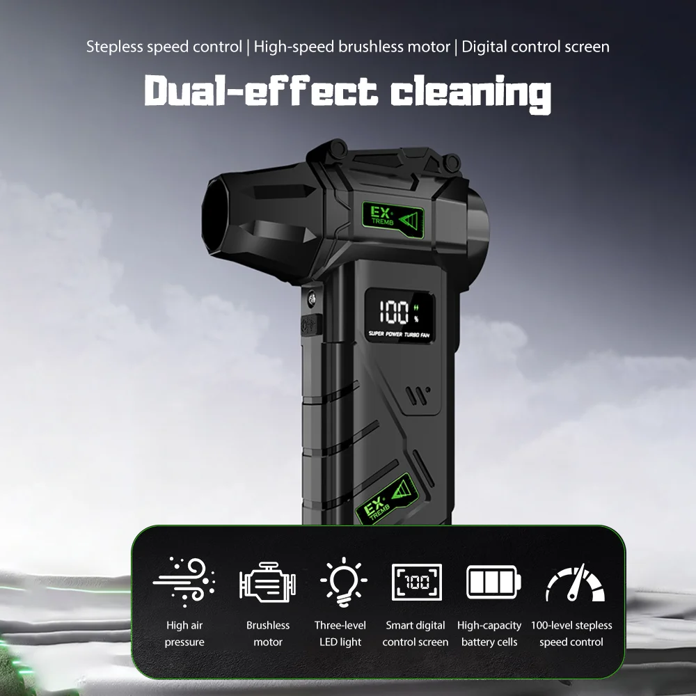 مروحة عنيفة قوية 990000 دورة في الدقيقة منفاخ هواء توربو مع بنك طاقة منفاخ توربو عالي السرعة بدون فرش مع إضاءة LED #5