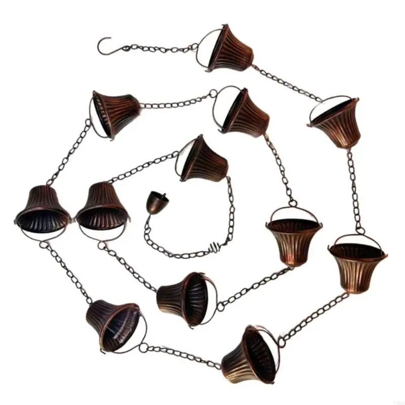 

Ретро железная чашка дождевая цепь длинные металлические водоотводные желоба ловушки дождя для украшения сада Y5GB