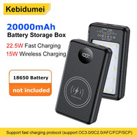 6*18650 20000mAh Power Bank Case 22.5W Wired +15W Wireless External Power Bank Case Battery Charge Storage Box Battery Holder