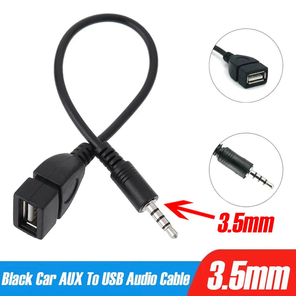 Black Car AUX To USB Audio Cable Versatile Lossless Transmission Cars Electronics Music USB Headphone Converter Auto Accessories