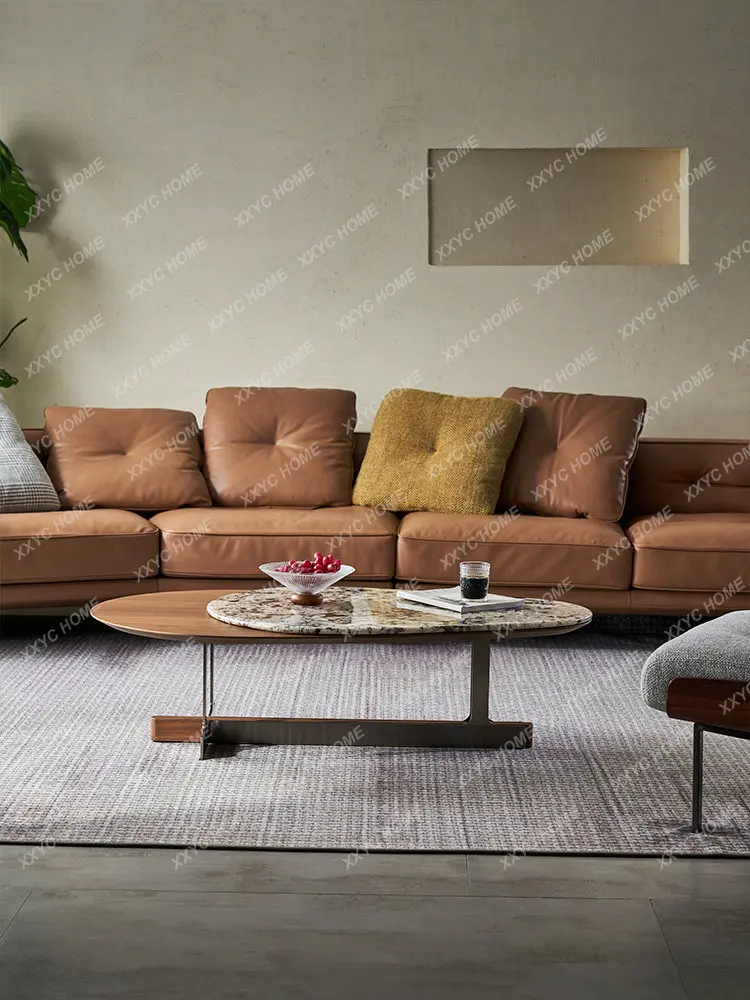 Minimalist marble light luxury coffee table new high-end luxury stone coffee table combination new