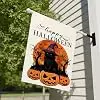 Happy Halloween Garden Flag for Outside, 12x18 Inch Double Sided Halloween Black Cat Witches Hat Pumpkin Bats Yard Flag, Far jjp