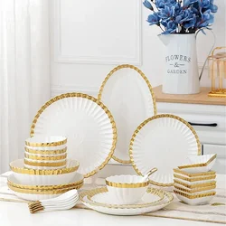 1pcs Upgrade white porcelain plates for food, dinner dishes, salad, soup bowls, ceramic porcelain plates, and tableware