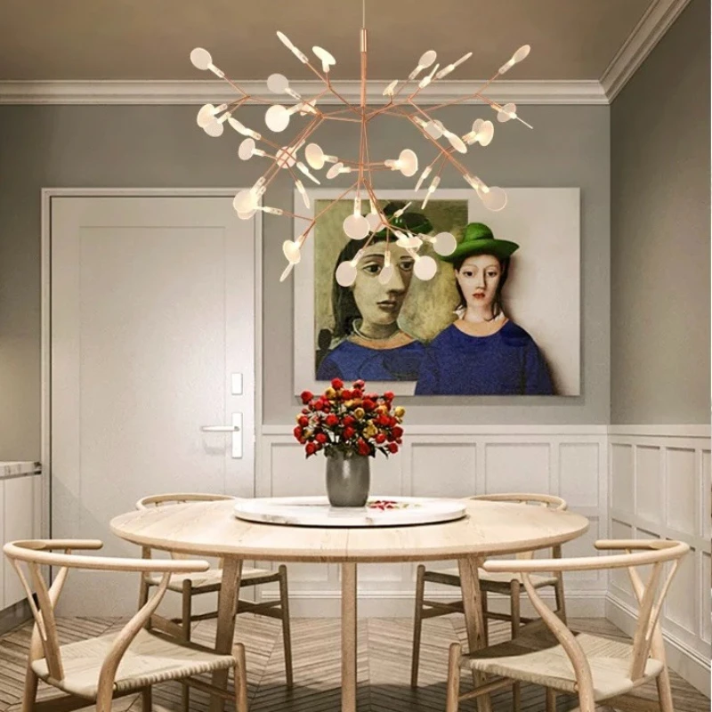 Postmodern Designer Personalized Creative Branch Lamp Nordic Simple Firefly Chandelier for Bedroom Living Dining Room Study