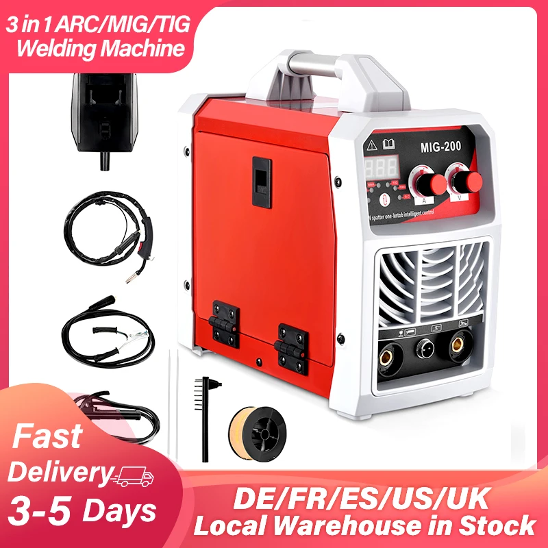 

MIG 200A Welder 3 in 1 MIG/TIG/ARC IGBT Inverter Welding Machine Synergy Tool Gas Non Gas For Gasless Metal Iron Soldering