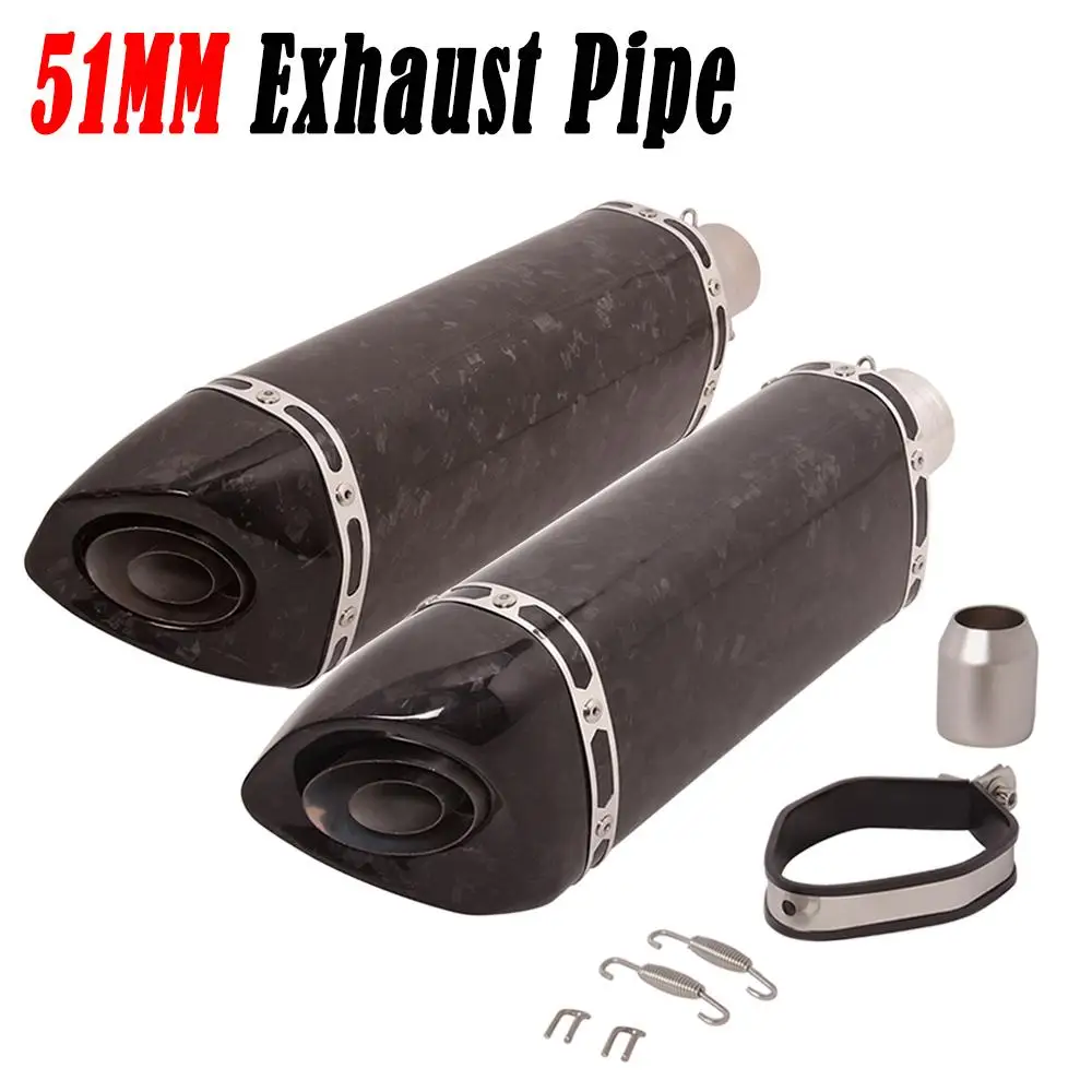 

51MM Universal Motorcycle Exhaust Pipe Carbon Fibre Escape Muffler Silencer For Dirt Street Bike Removable DB Killer