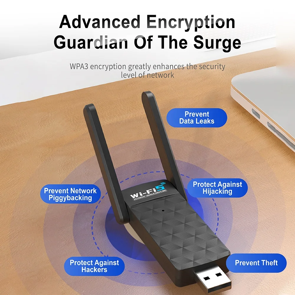 1300Mbps USB Wifi Wireless Adapter Dual Band Wifi Dongle Network Card for Desktop Laptop PC