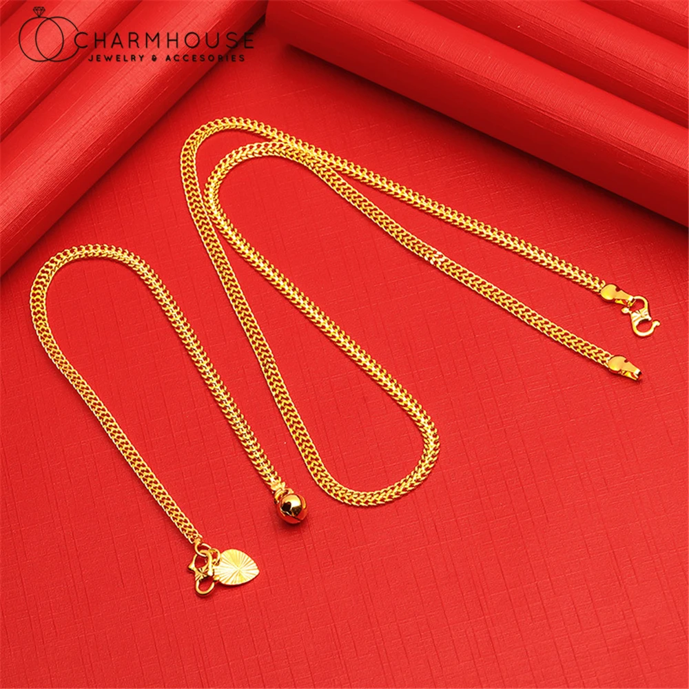 Yellow Gold Plated Jewelry Sets For Women 5mm Weaver Chain Necklace Bracelet 2pcs Jewellery Accessories Set Party Gifts Bijoux