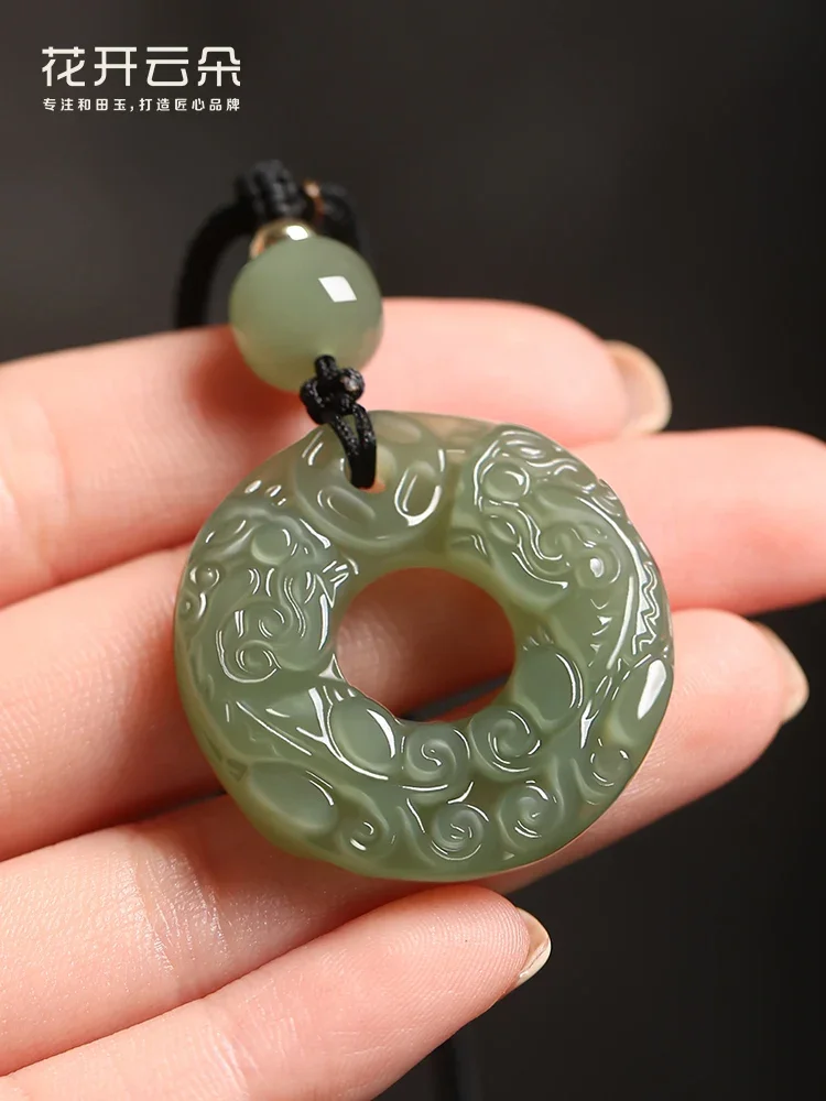 

Natural 100% real hetian jade carve two pixiu Patronus pendant Bless peace necklace jewellery fashion for women men lucky gifts