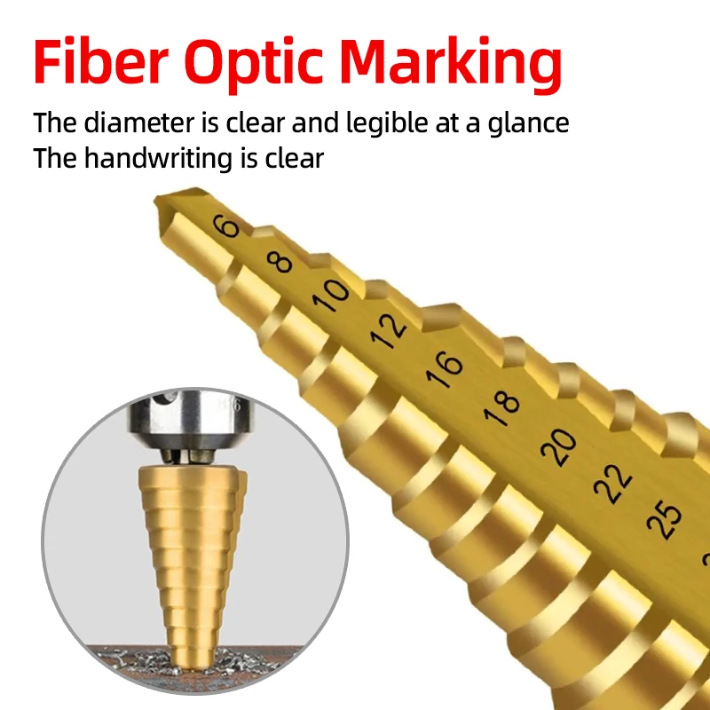 HSS التيتانيوم خطوة مثقاب الخشب M35 الكوبالت عرافة عرقوب دوامة مستقيم الأخدود ثقب معدني القاطع مخروطي المرحلة الحفر مخروط أدوات كهربائية #5