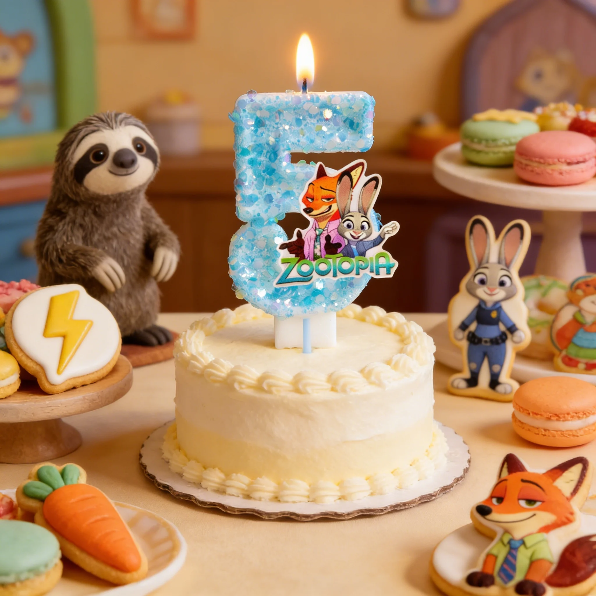 Bougie de dessin animé Zootopia Judy Nick numéro 0-9, bougie de football, décoration de gâteau, fête d'anniversaire pour enfants, décor de réception-cadeau pour bébé, cadeau