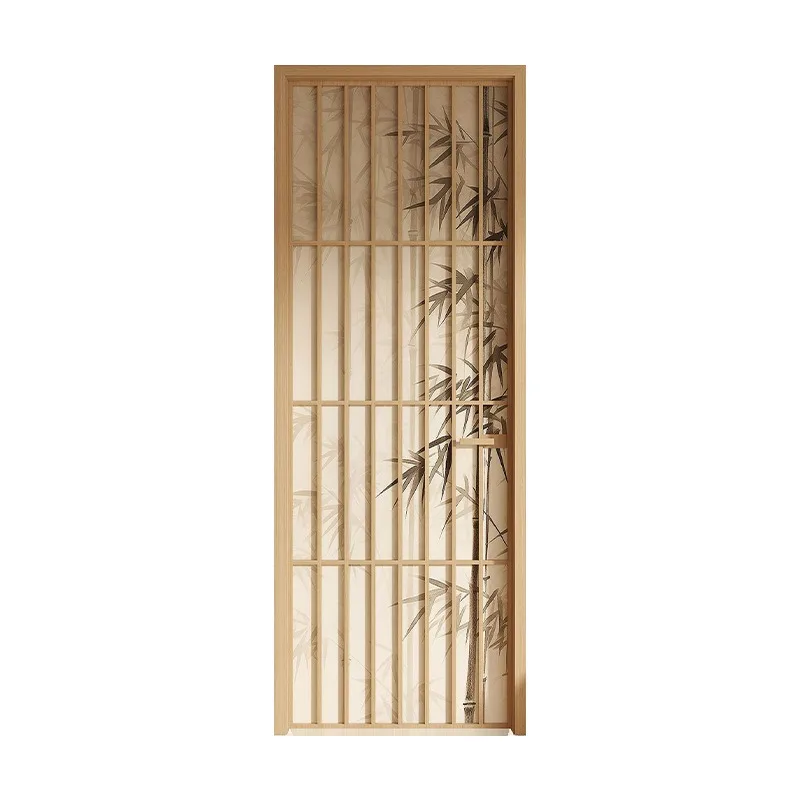 

Bamboo shadow glass aluminum closed, extremely narrow bathroom bathroom new Chinese toilet door