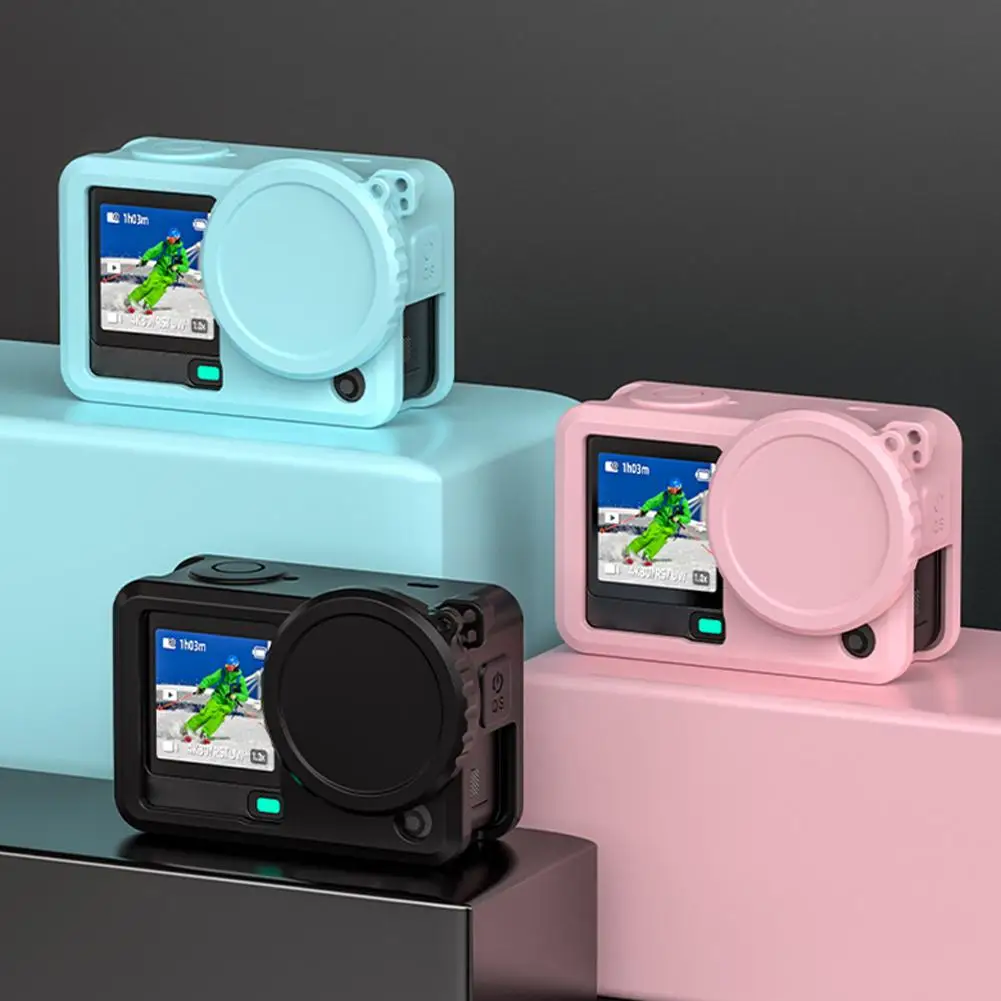 เคสซิลิโคนสีพื้นแบบนิ่ม พร้อมสายคล้องป้องกันการสูญหาย สำหรับ DJI Action 6 ฝาครอบเลนส์ ป้องกันเต็มรูปแบบ อุปกรณ์เสริมสำหรับกล้อง