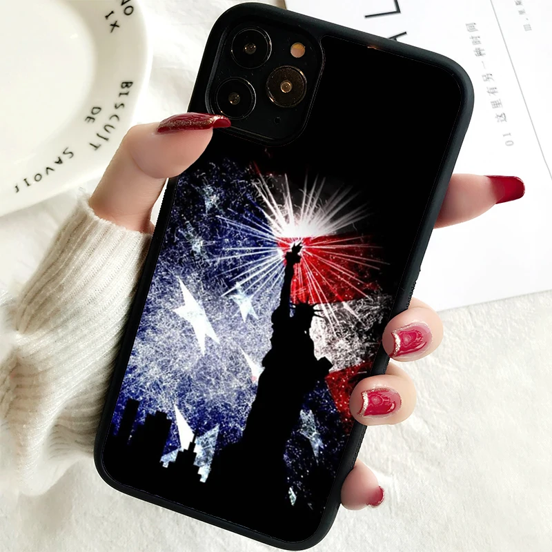 5 5S SE 2020 Phone Cover Case for iPhone 6 6S 7 8 PLUS X XS XR 11 12 13 MINI 14 PRO MAX Rubber  American Flag Statue of Liberty