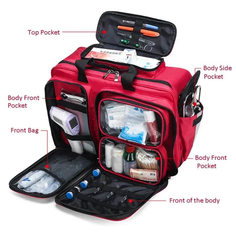 Empty First Aid Kit Refrigeratible Bag Waterproof Multi-function Reflective Messenger Bag Family Travel Emergency Medical Bags