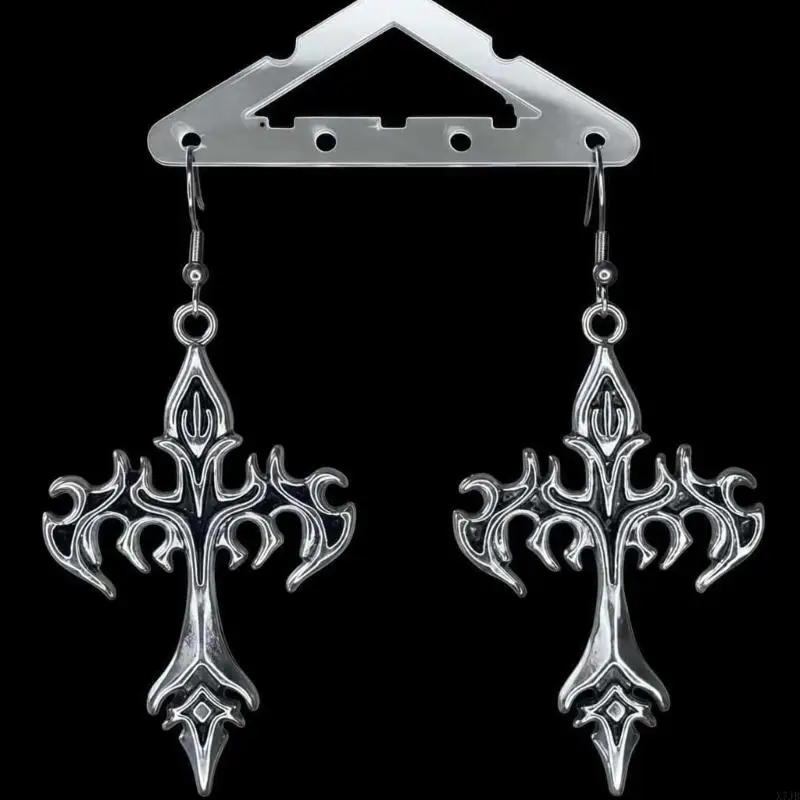  Compact Design Alloy Texture Pendant Earrings for Everyday Wear Rocker Jewelry