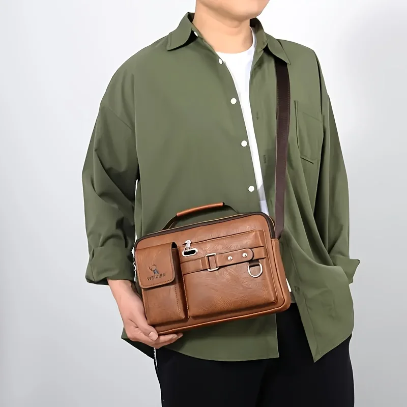 Stilvolle Umhängetasche für Herren mit verstellbarem Riemen, Business-Casual-Einsatz, perfekt für Pendler, Arbeit, Alltagsutensilien – Detail 5
