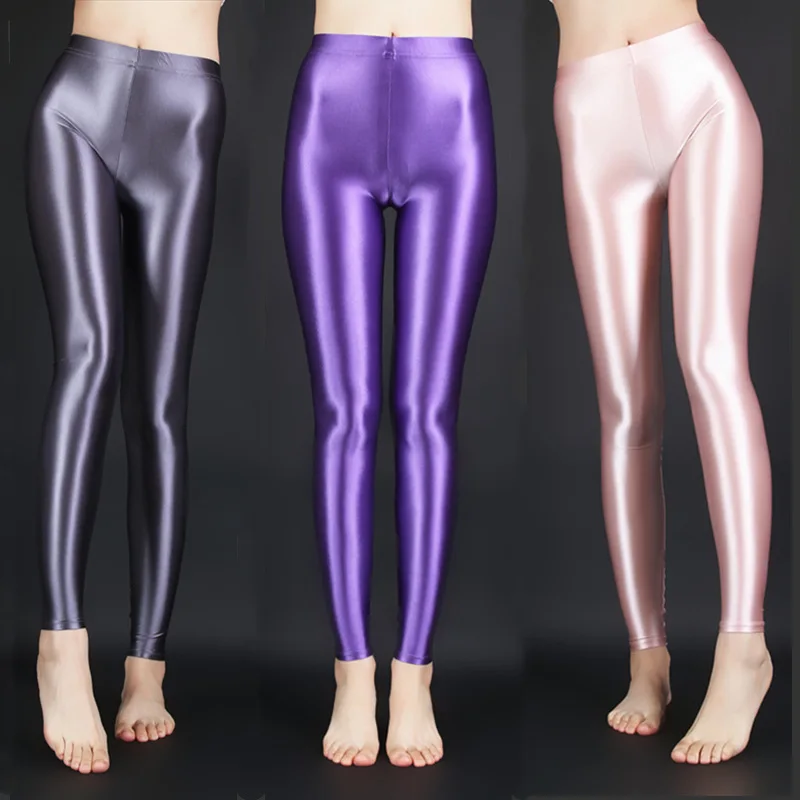 

2025 new high elastic large size nine-point leggings oily glossy yoga pants bodybuilding fitness pants 7043