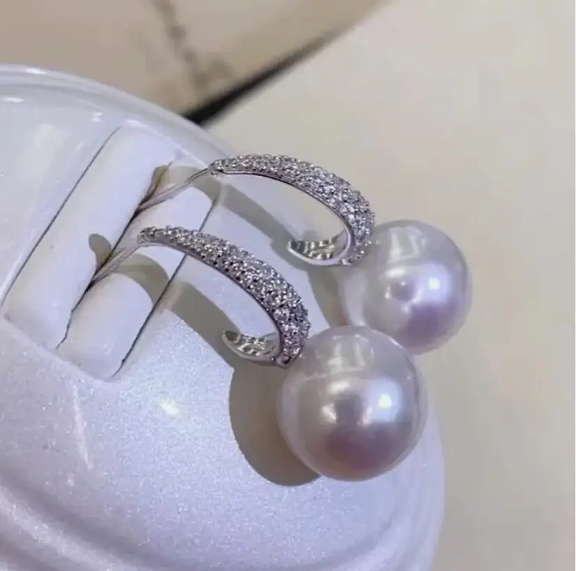 

Элегантные висячие серьги с белым жемчугом Южного моря 10-11 мм 9-10 мм 925s