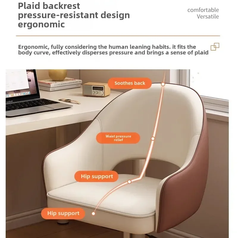 Ergonomischer Computerstuhl für das Heimbüro, bequemer drehbarer Schreibtischstuhl für Schlafzimmer, Arbeitszimmer, Make-up-Waschtisch, Schlafsaal