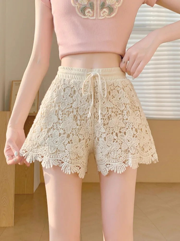 Lace Shorts Women Summer Crochet Shorts Women Beach Holiday Hollow Out Shorts