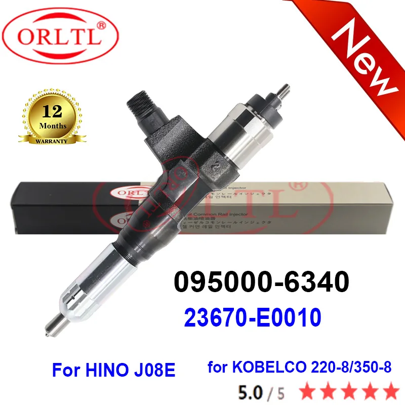 ORLTL 095000-6340 23670-E0010 Nuovo Iniettore di Carburante Diesel 23670E0010 Ugello 095000-6341 Per HINO J08E KOBELCO 220-8/350-8