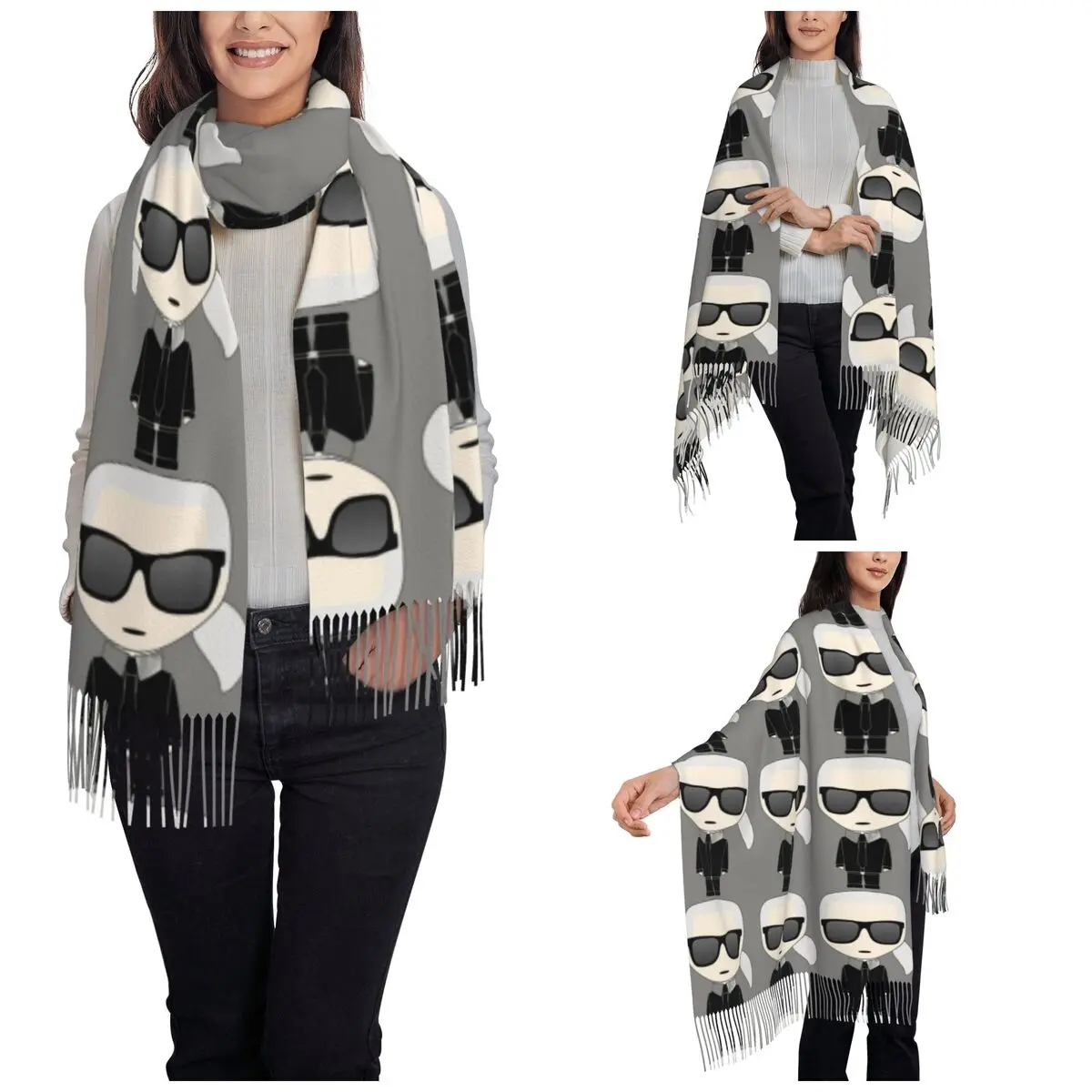 Fashion Pop Art Lager-felds Shawl Wraps Women Warm Large Soft Scarf Pashminas Shawl Scarves