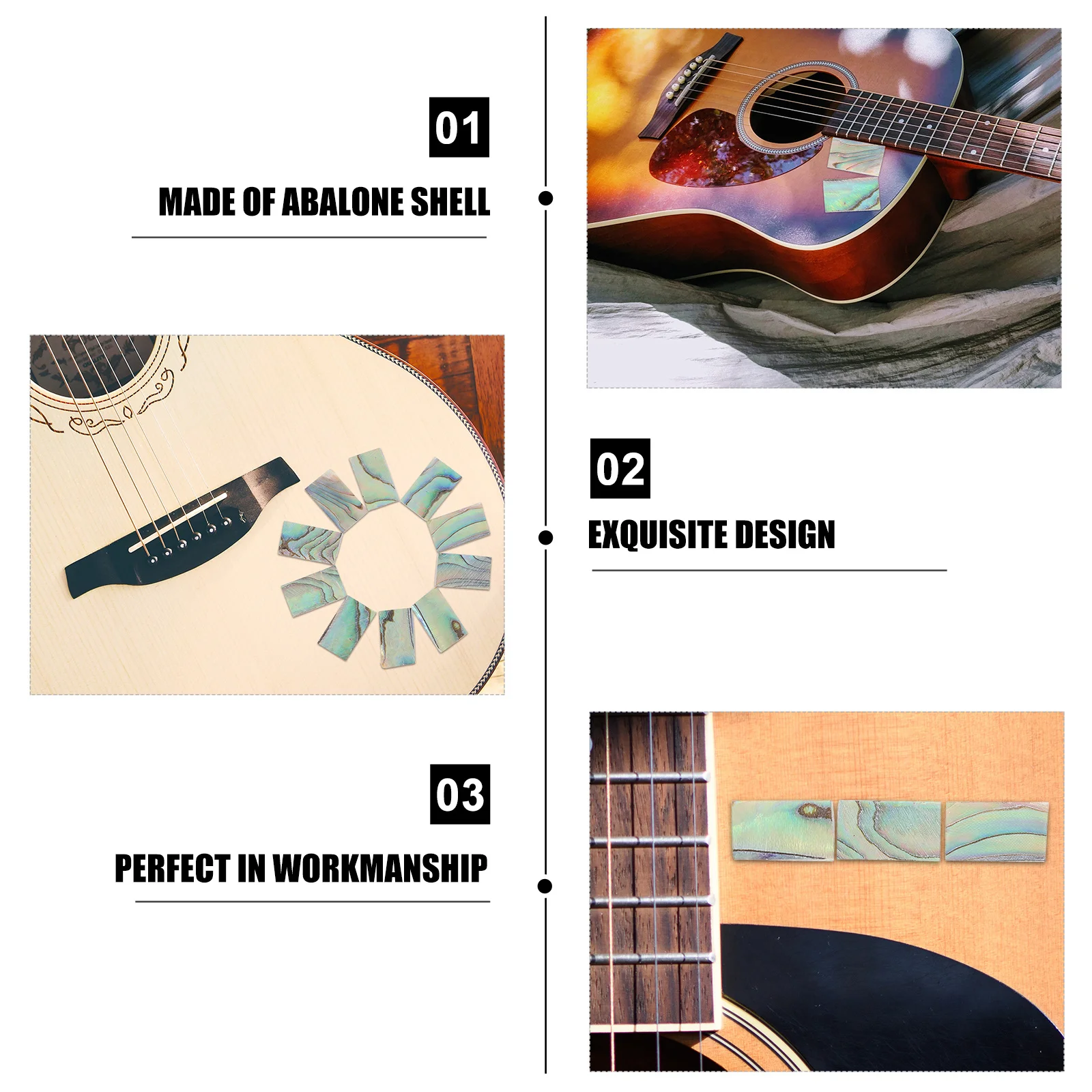 

10Pcs Abalone Shell Guitar Sound Hole Decoration Strip Natural Inlay DIY Musical Instrument Trim Sound Hole Protector