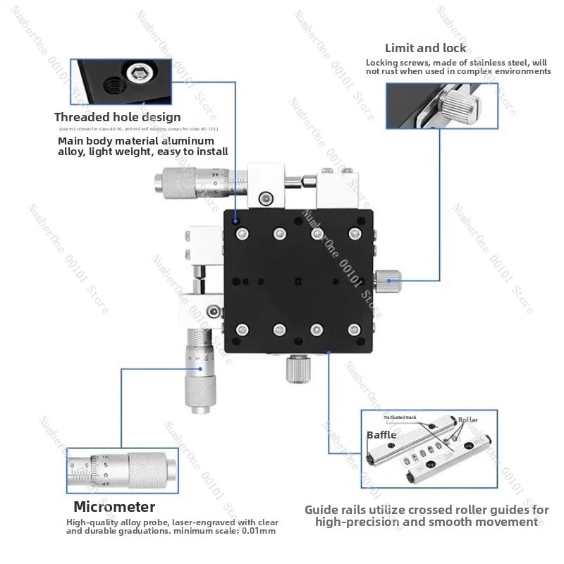 Xy axis displacement platform - manual precision fine adjustment cross slide stage - ly40/60/90