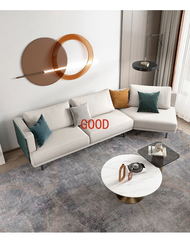 Итальянский минималистичный полноразмерный кожаный диван, первый слой из воловьей кожи, Новая высококачественная гостиная на три или четыре места