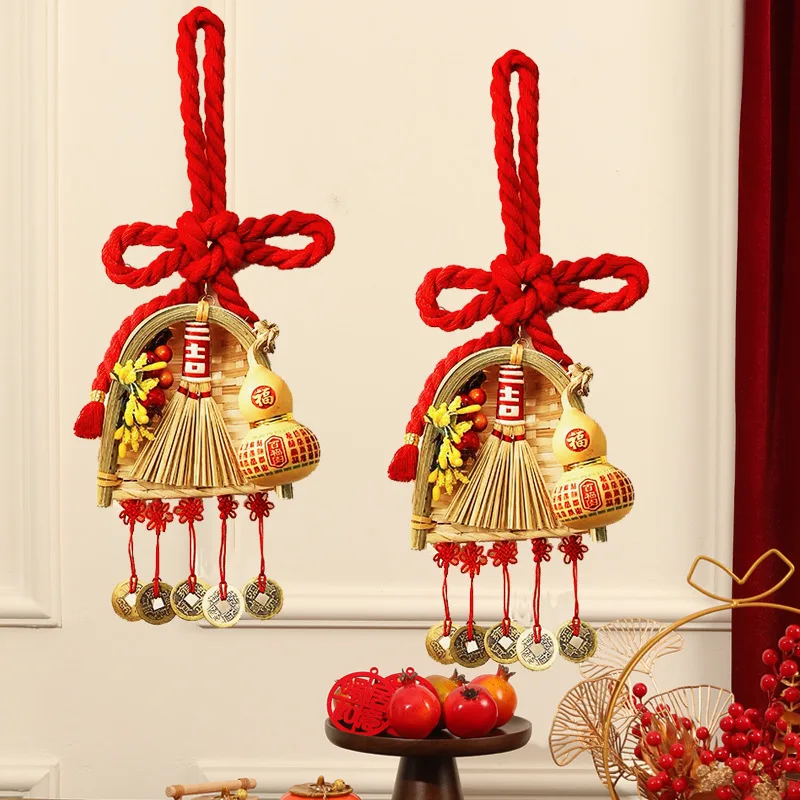 هووسورمينغ مكنسة مجرفة قلادة مقبض الباب الديكور الصينية عقدة جديد ديكور المنزل حفل لوازم #4