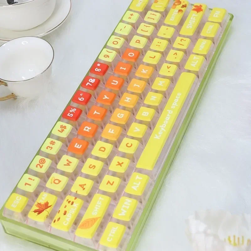 

116 key Keycap Yellow-Orange Gradient Pudding Keycap Minimalist Style Sublimation Highly Adaptable Mechanical Keyboard