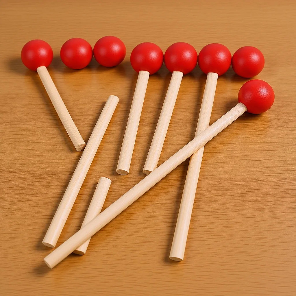 

12Pcs Wooden Drumsticks Durable Mallet High-Density Compressed Wood Environmental Protection Nice Grip for Red