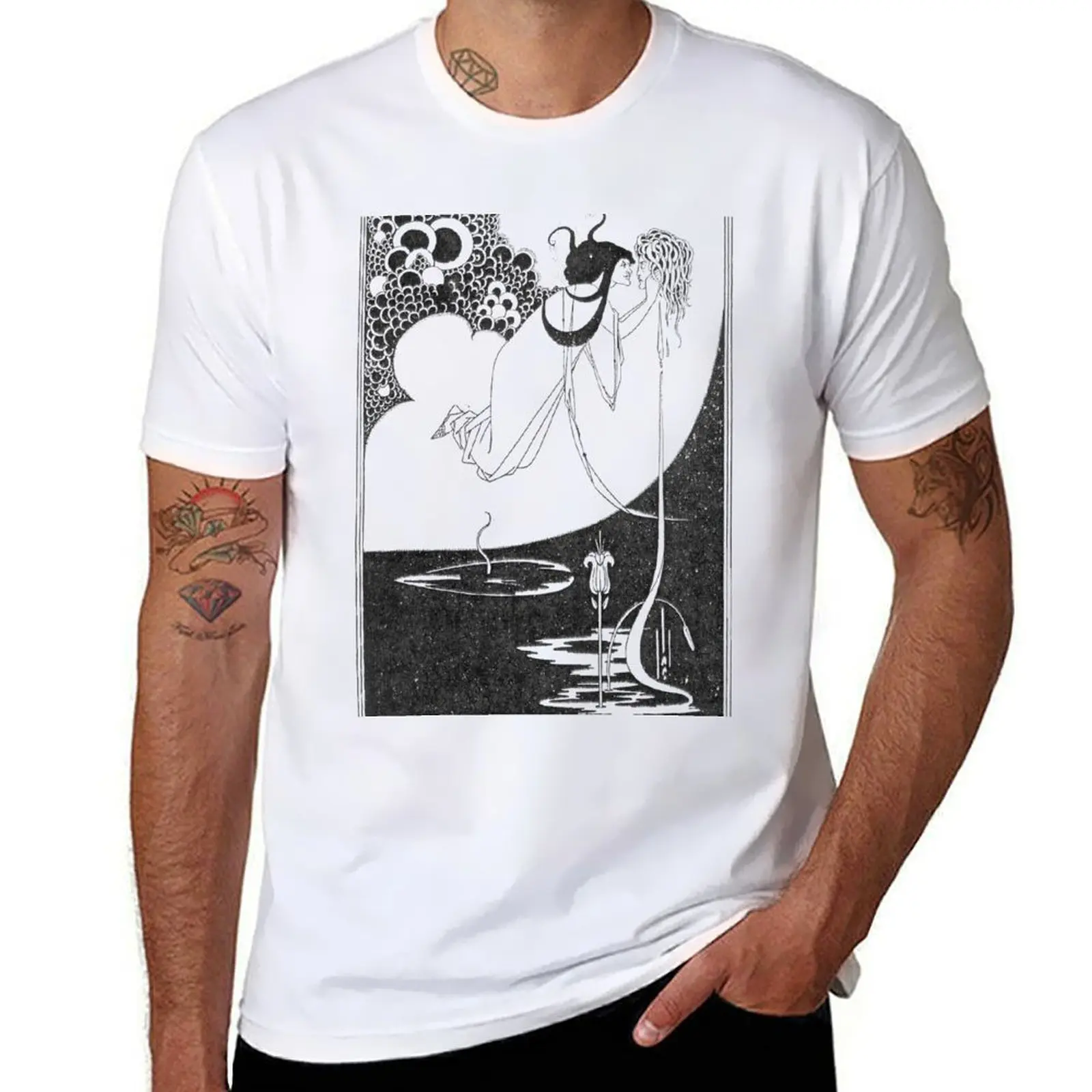 Футболка Salome-Aubrey Beardsley, мужская футболка из 100% хлопка, люксовый бренд, мужские футболки для мужчин, футболка Футболка Salome-Aubrey Beardsley, мужская футболка из 100% хлопка, люксовый бренд, мужские футболки для мужчин, футболка