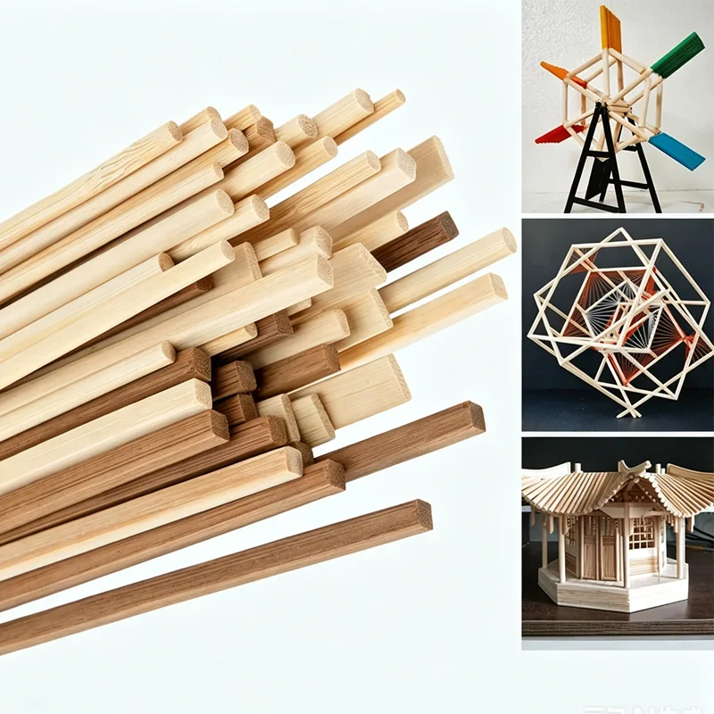 20Pcs Bamboo Wooden Sticks for DIY Building Model Material Handmade Crafts Furniture Making Ornaments Unfinishe Wooden Blanks