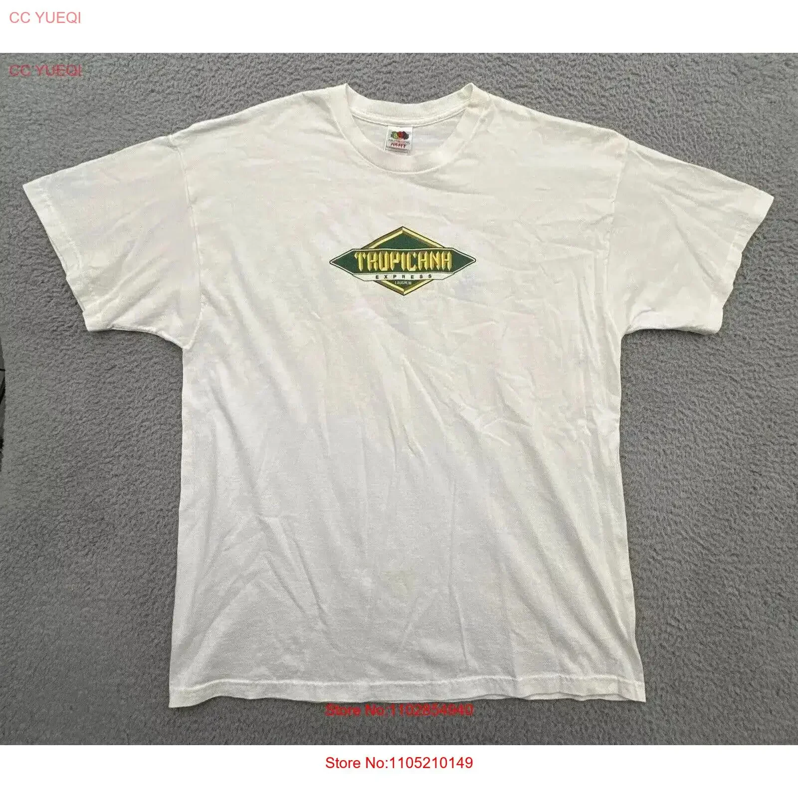 Vintage Fruit Of The Loom Heavy Cotton Mens 2XL White T Shirt Tropicana Express vintage Washed Comfortable Casual Soft graphic