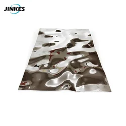 Op Maat. Hotel Muur Plafond Decor Roestvrij Staal Decoratieve Plaat 304 Embossing Spiegelplaten Water Rimpelplaat