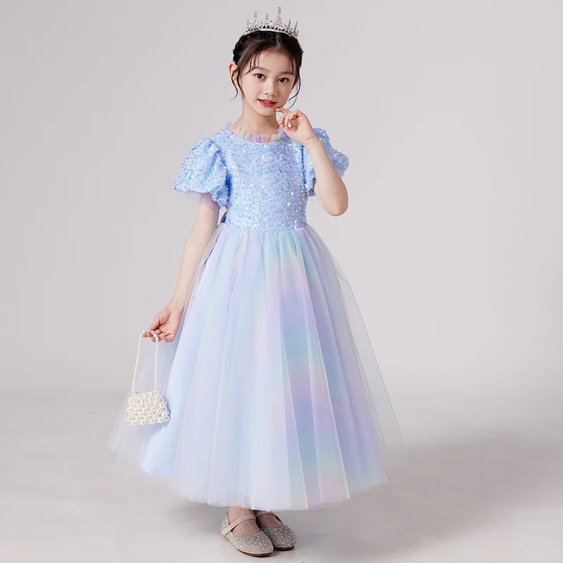 Kinder kleid high-end-prinzessin kleid spitze perlen pailletten blume mädchen hochzeit kleider geburtstag kleid klavier spielen kostüm