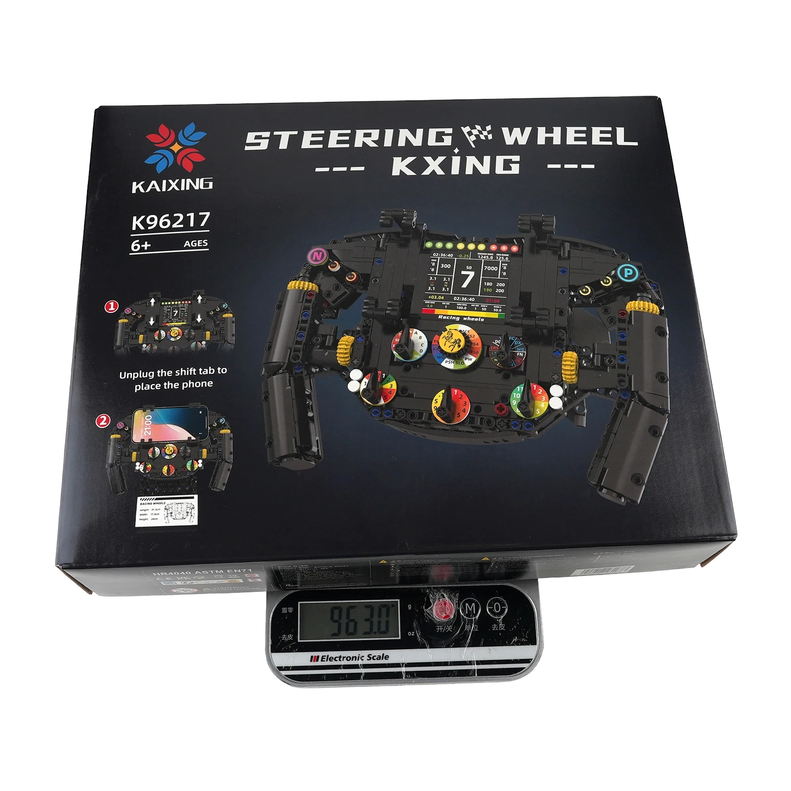 

K96217 Steering Wheel Building Blocks Simulation Racing Wheels Model Mobile Phone Holder Kid Assembly Toy Creative Birthday Gift