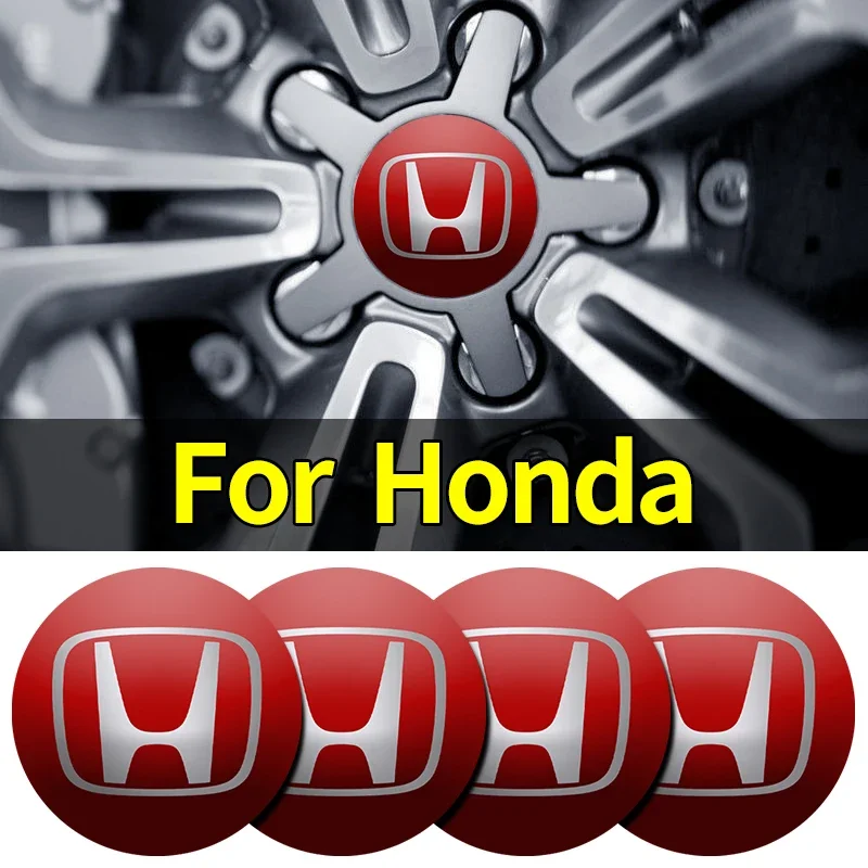 4PCS Car Wheel Center Hub Cap Sticker Decal For Honda Civic Accord CRV Fit Accord Crv Dio Af18 Civic 7 8 9 10 Car Accessories