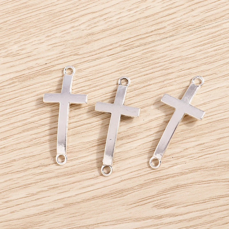 Tusember 20Pcs 17*37mm Alloy Double Hole Cross Charms Pendants Handmade Jewelry Making DIY Necklaces Earring Accessories Finding