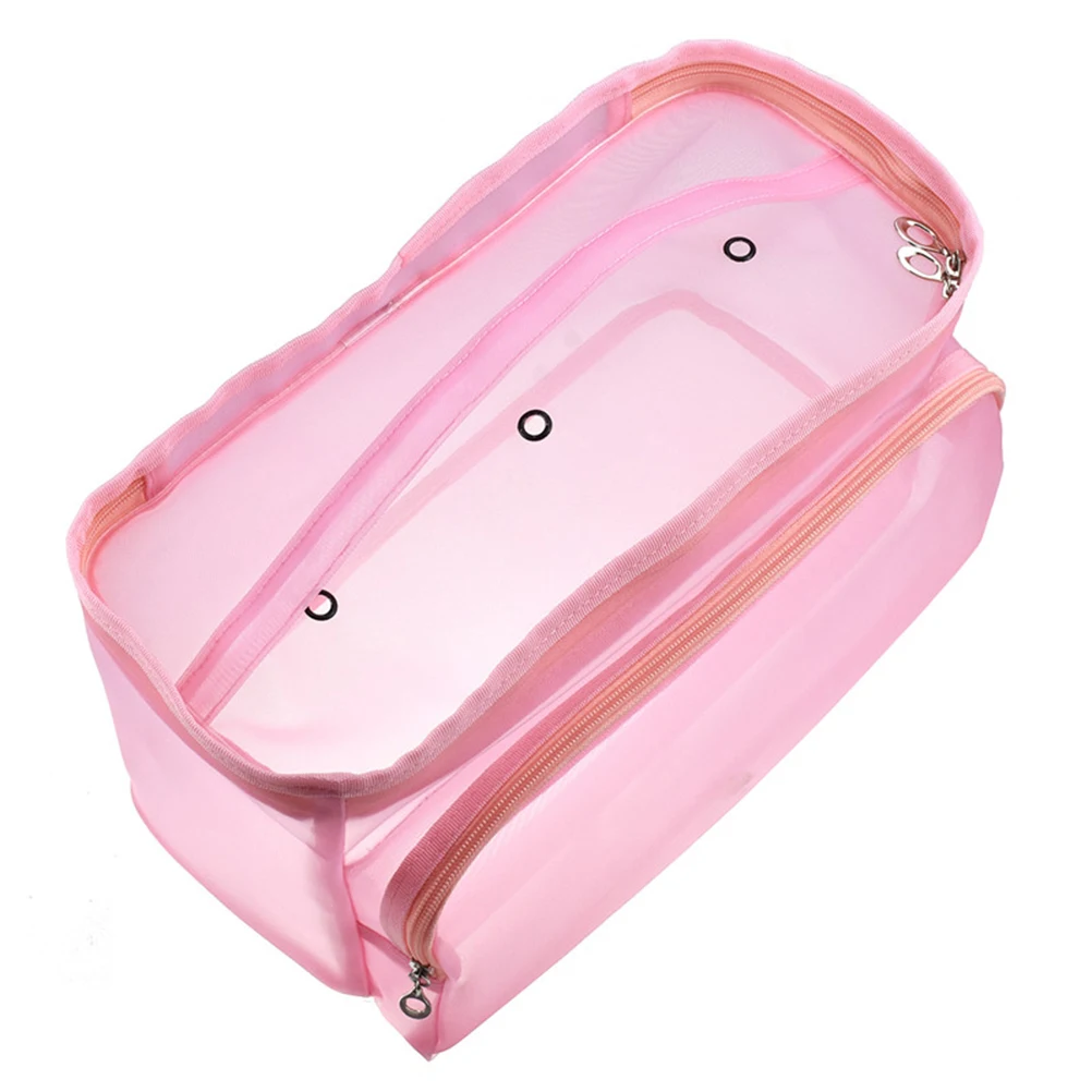 

Knitting Tool Bags Sewing Holder Pink Nylon Mesh Crochet Travel Tote Yarn Organizer Portable Sewing Kit Holder