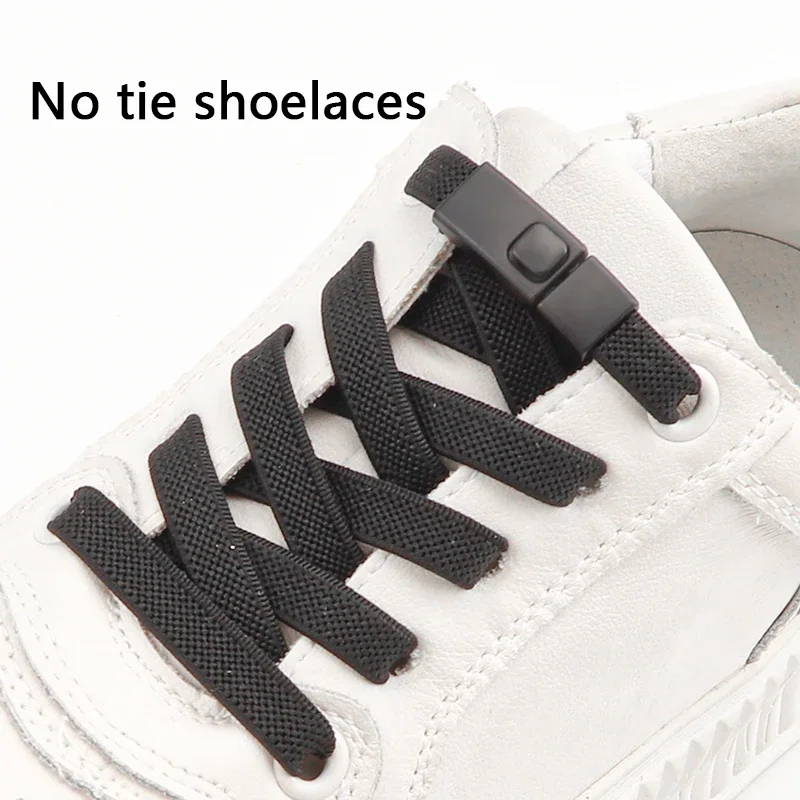 1 Pair Elastic Shoe Laces Without Tying Metal Press Lock No Tie Shoelaces For Sneakers Rubber Bands Lazy Shoes Lace Unisex