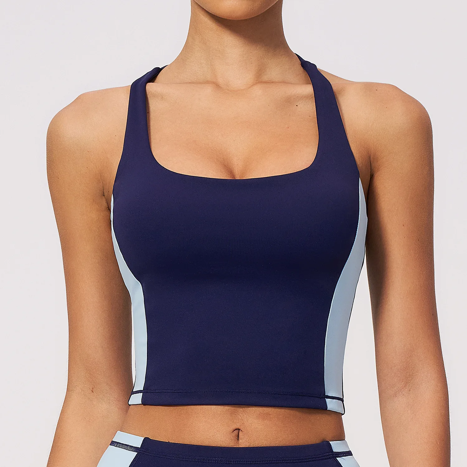 Yoga Blocks - Damen Neckholder-Top mit Farbblöcken, gepolstert, Yoga-Tanktop,