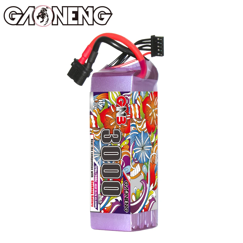 بطارية ليثيوم GAONENG GNB LiHV 4S 15.2V 3000mAh 120C مع موصل XT60، مناسبة لطائرات بدون طيار FPV وكوادكوبتر.