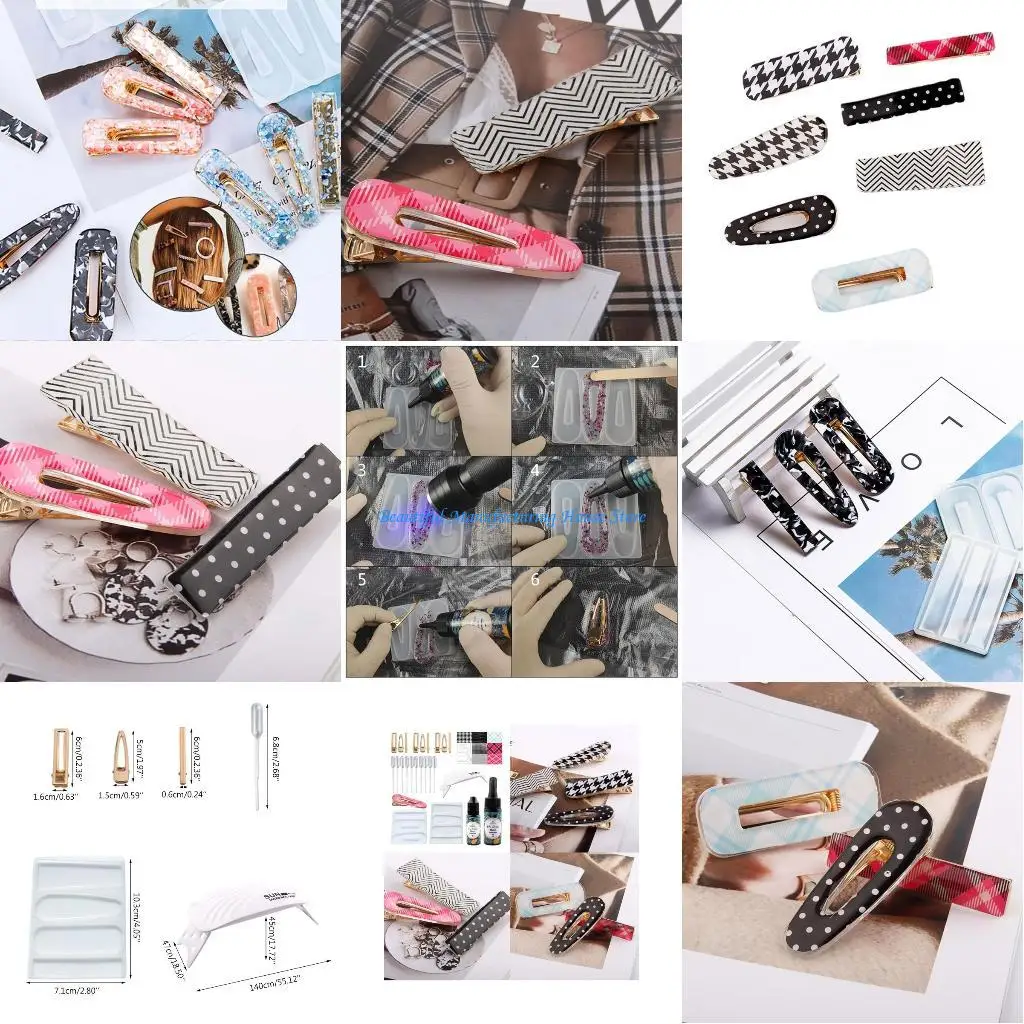 

E56A DIY Crystal Epoxy Set Include Accessories Ponytail Decor UV Lamp Transfer Pipettes Molds UV Lamp Duckbill