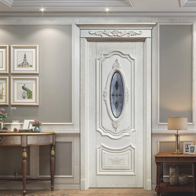 

European Carved White Solid Wood Interior Door Paint Log Color