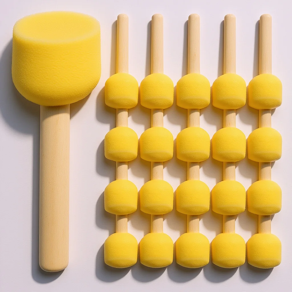 

20Pcs Sponge Paint Brushes for Wooden Handle Portable Painting Tools Practical Drawing Supplies Art Classroom