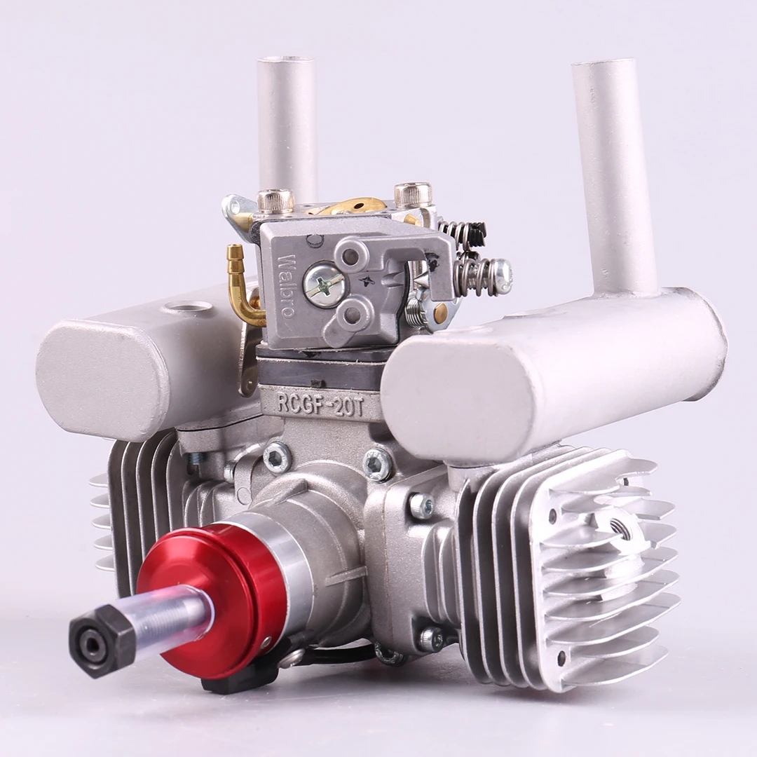 NEW VVRC RCGF 21CCT V2 21cc Dual Cylinder Petrol Engine with Exhaust Pipe for For RC Airplane Fixed Wing Model